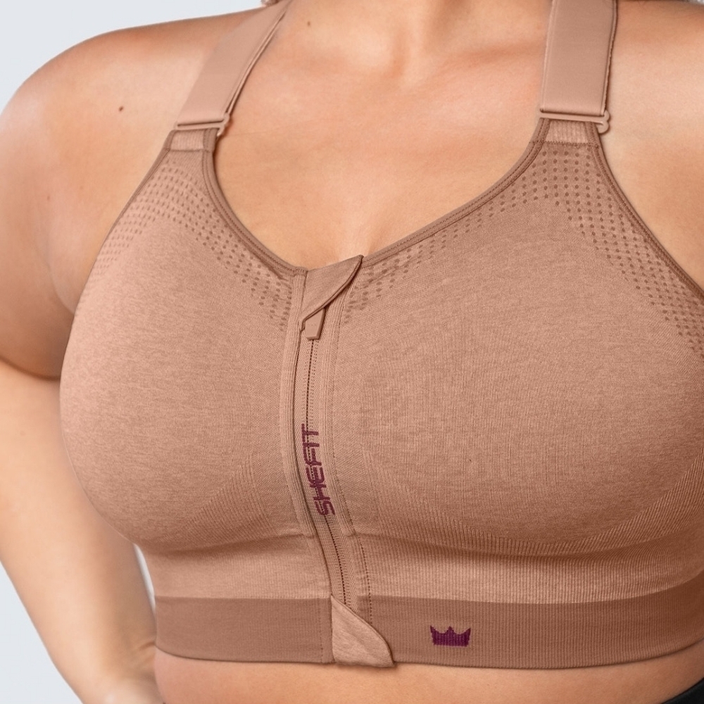NWT SHEFIT Low Impact Sports Bra - S - Heathered Tan
